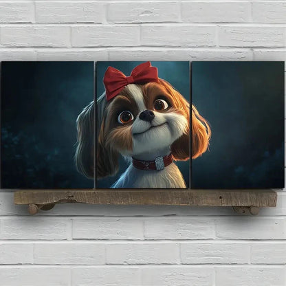 3pcs Dog Wearing a Bow Tie Cutest Animal Metal Print Ready to Hang Art