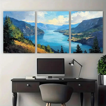 3pcs Columbia Gorge River Landscape Travel Metal Print Ready to Hang Art