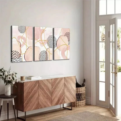 3pcs Pink Abstract Geometric Art Canvas Framed 40x60cm - High Quality Print 100% Australian Made Wall Canvas Ready to Hang