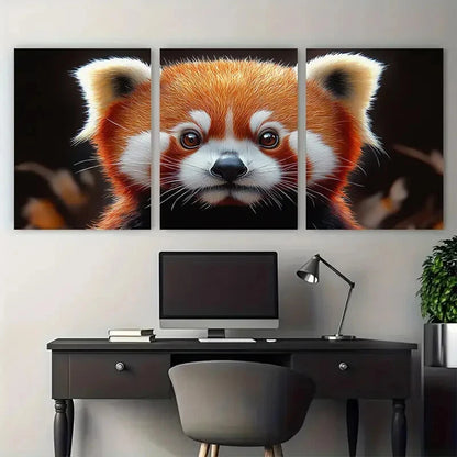 3pcs Red Panda Wild Animal Portrait Metal Print Ready to Hang Art