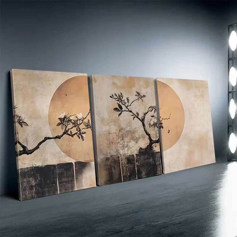 3pcs Minimalist Earthy Japanese Wall Art Set Canvas Framed 60x90cm High Quality Print 100% Australian Made Wall Canvas Ready to Hang