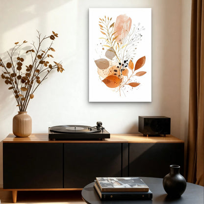 Modern Abstract Botanical Autumn Leaves Boho 40x60cm Metal Print Ready to Hang