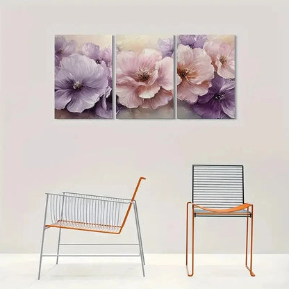 3pcs Abstract Floral Modern Themed Metal Print Ready to Hang Art