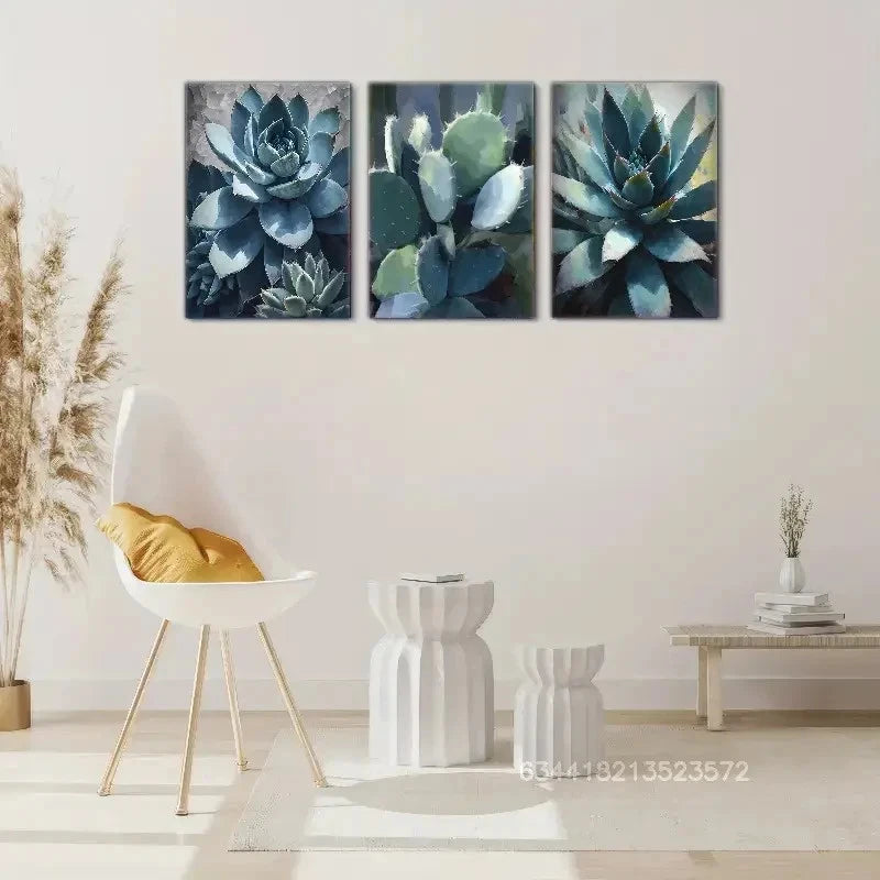 3pcs Desert Cactus Art Southwestern Style Metal Print Ready to Hang Art