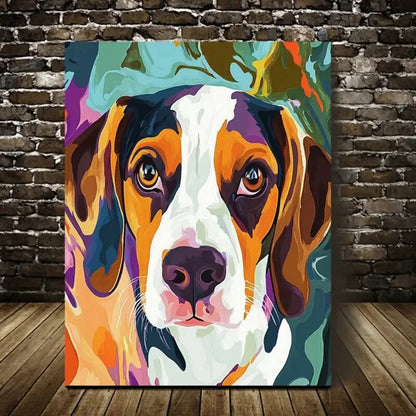 Contemporary Abstract Beagle Dog Painting 40x60cm Metal Print Ready to Hang