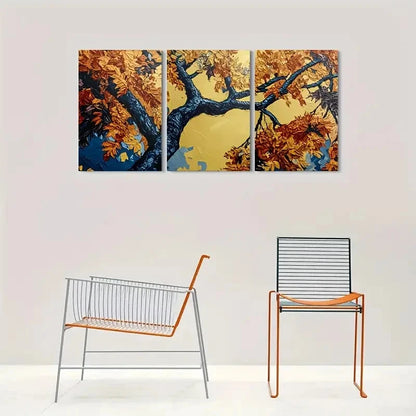 3pcs Autumn Tree Abstract Fall Leaves Painting Wall Art Set Canvas Framed 40x60cm - High Quality Print 100% Australian Made Wall Canvas Ready to Hang