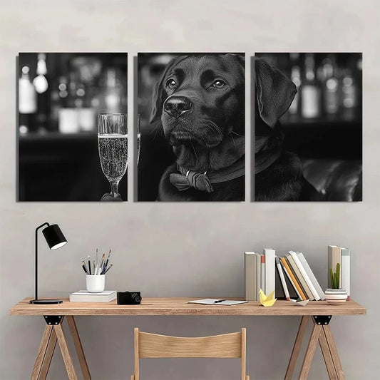 3pcs Black Lab Dog Vintage Style Metal Print Ready to Hang Art