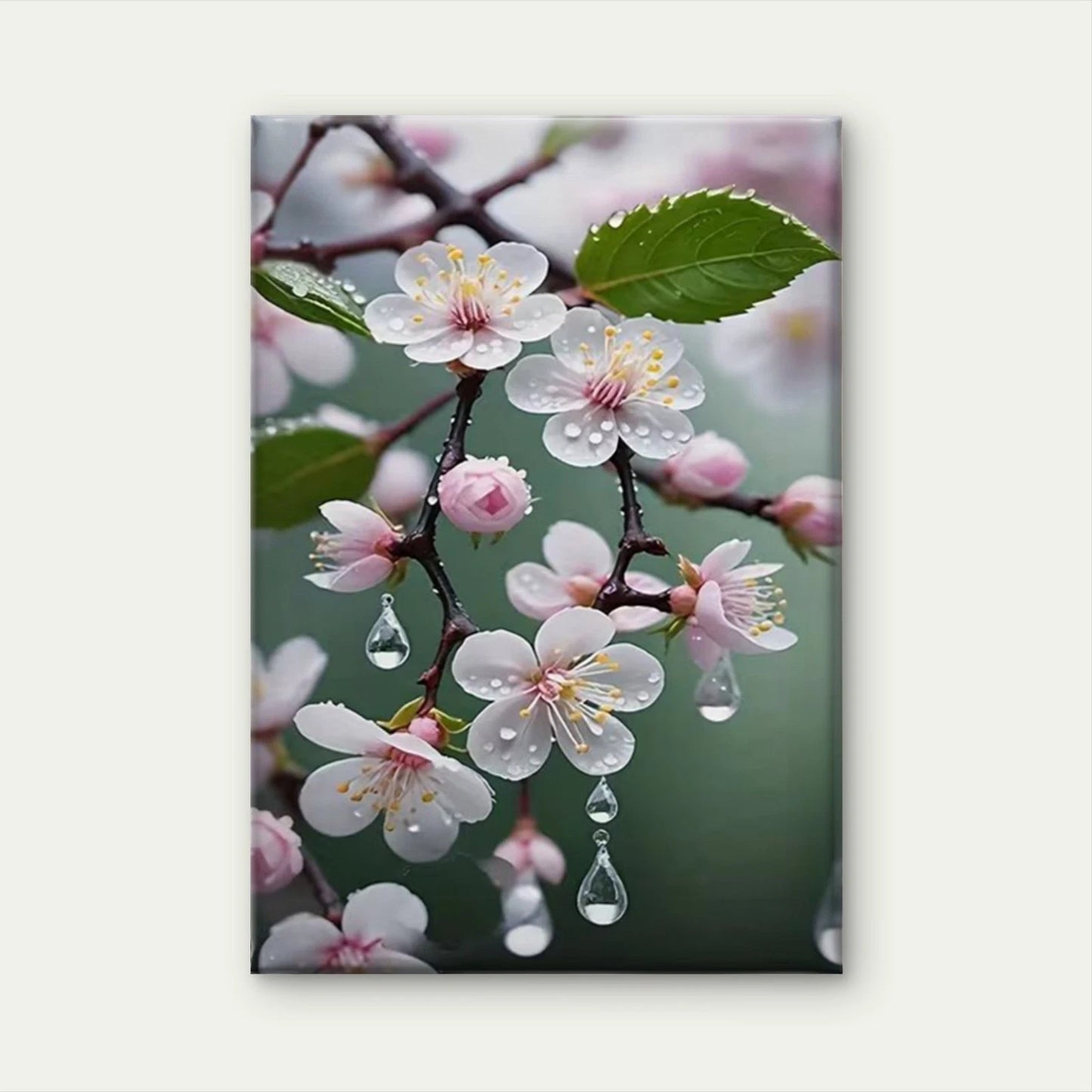 Dew-Kissed Blossoms, Oil Painting Metal Print Ready to Hang