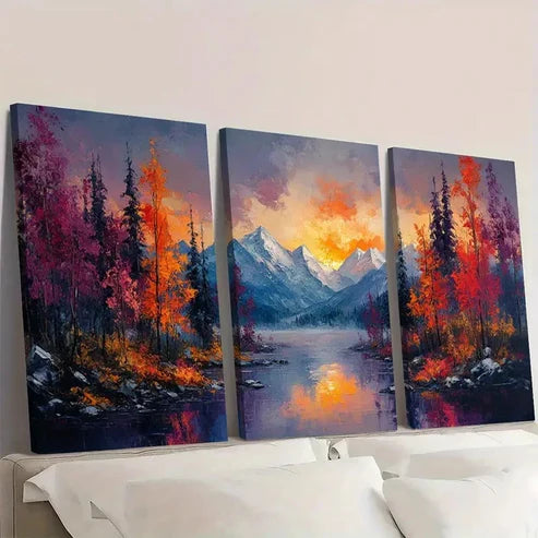 3pcs Colorful Abstract Texture Flower DG Wall Art Set Canvas Unframed - High Quality Print 100% Australian Made Wall Canvas