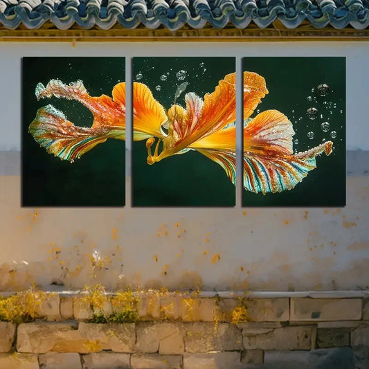 3pcs Modern Abstract Leaves and Floral Design Metal Print Ready to Hang Art