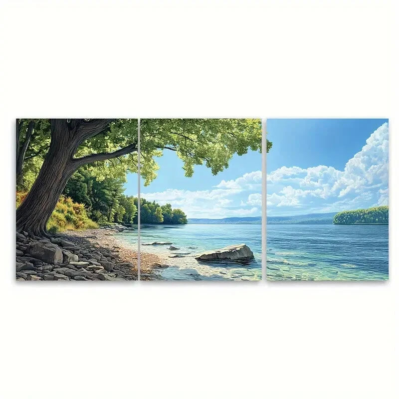 3pcs Finger Lakes Vibrant Nature New York Poster Metal Print Ready to Hang Art