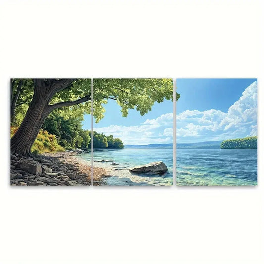 3pcs Finger Lakes Vibrant Nature New York Poster Metal Print Ready to Hang Art