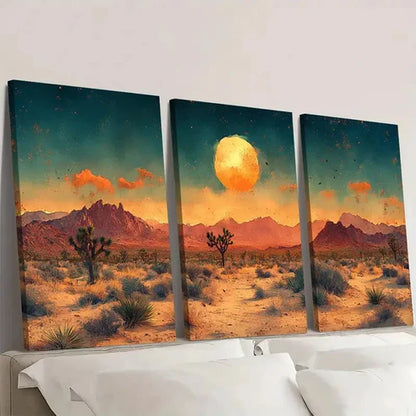 3pcs Joshua Tree Painting National Park Wall Art Set Canvas Unframed - High Quality Print 100% Australian Made Wall Canvas - Bella Home Decor