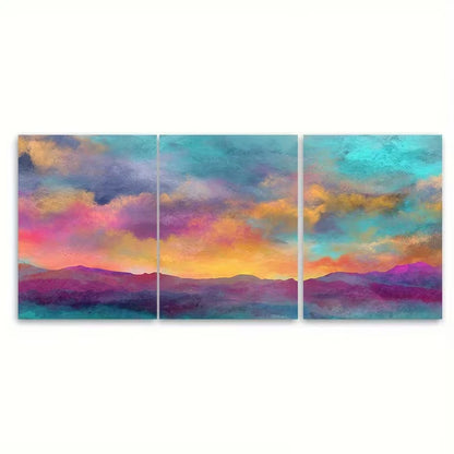 3pcs Abstract Colorful Landscape Metal Print Ready to Hang Art