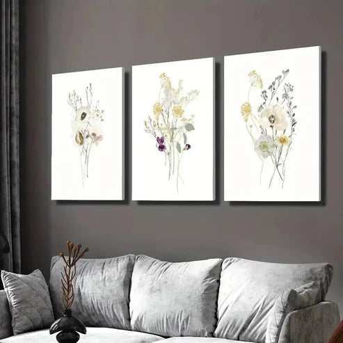3pcs Modern Botanical Floral Watercolor Wall Art Canvas Unframed - High Quality Print 100% Australian Made Wall Canvas