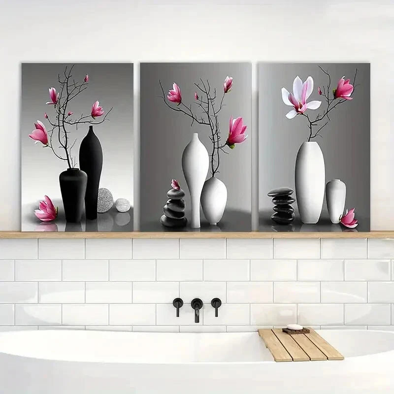 3pcs Elegant Orchid Still Life Metal Print Ready to Hang Art
