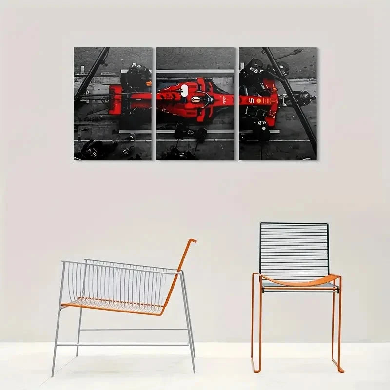 3pcs Modern Racing Car Triptych Metal Print Ready to Hang Art