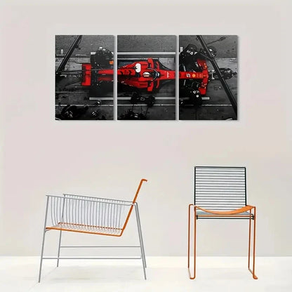 3pcs Modern Racing Car Triptych Metal Print Ready to Hang Art