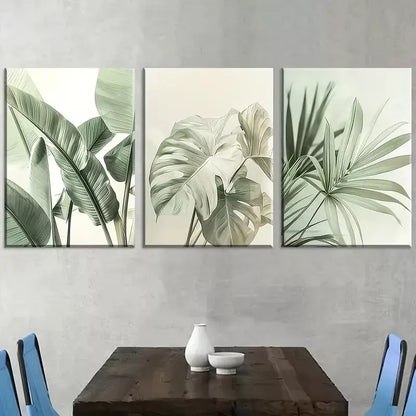 3pcsMinimalist Landscape Natural Plant Leaves  Art Set Canvas Framed 50x70cm -  High Quality Print 100% Australian Made Wall Canvas Ready to Hang