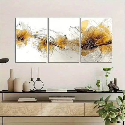 3pcs Abstract Digital Art with Geometric Shapes Metal Print Ready to Hang Art