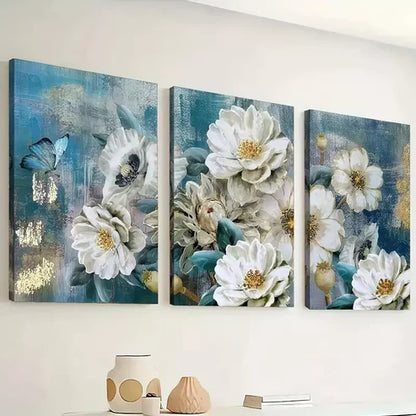 3pcs Retro Abstract Floral and Natural Scenery Canvas Framed 60x90cm - High Quality Print 100% Australian Made Wall Canvas Ready to Hang