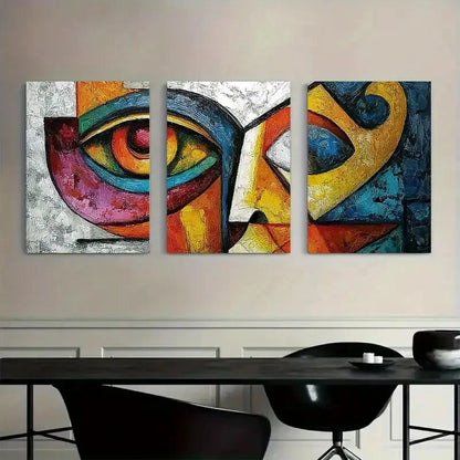 3pcs Abstract Face Human Form Picasso Metal Print Ready to Hang Art
