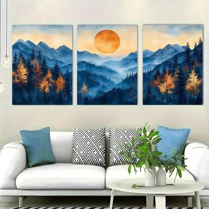 3pcs Mountain Forest Natural Scenery Wall Art Set Canvas Framed 40x60cm - High Quality Print 100% Australian Made Wall Canvas Ready to Hang