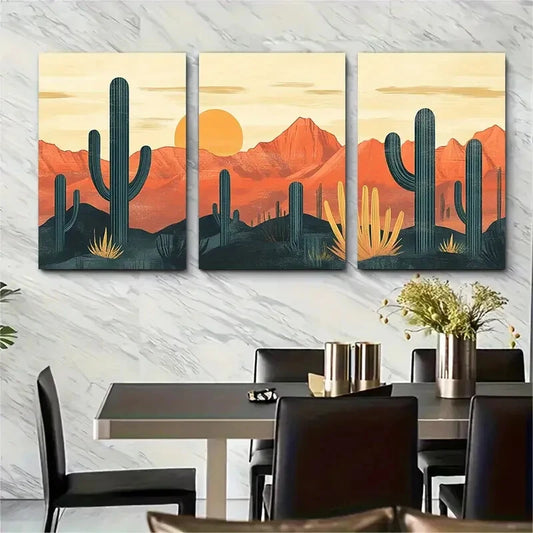 3pcs Saguaro National Park Arizona Desert Cactus Metal Print Ready to Hang Art
