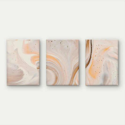 3pcs Minimalist Neutral Marble Modern Beige Wall Art Set Canvas Framed 60x90cm - High Quality Print 100% Australian Made Wall Canvas Ready to Hang