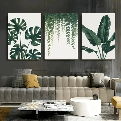 3pcs Botanical Monstera & Banana Leaf Metal Print Ready to Hang Art