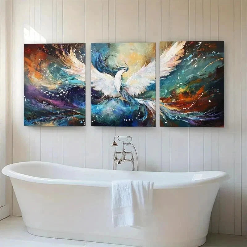 3pcs Abstract Phoenix Mythical Motion Perfect Wall Art Set Canvas Framed 40x60cm - High Quality Print 100% Australian Made Wall Canvas Ready to Hang