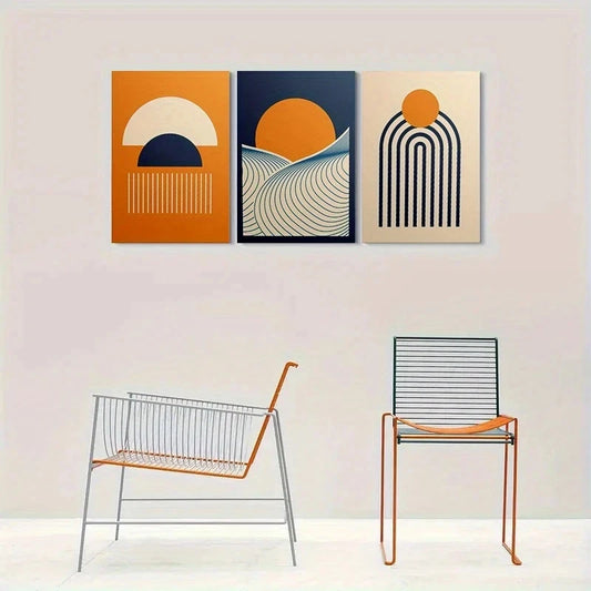 3pcs Geometric Shape Modern Abstract Metal Print Ready to Hang Art