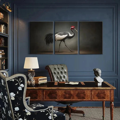 3pcs Elegant Crane Art Wildlife Nature Poster Metal Print Ready to Hang Art