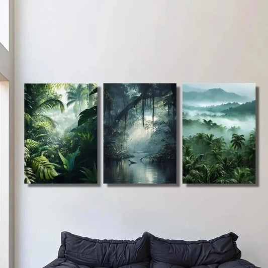 3pcs Tropical Jungle Trees Vibrant Nature Metal Print Ready to Hang Art