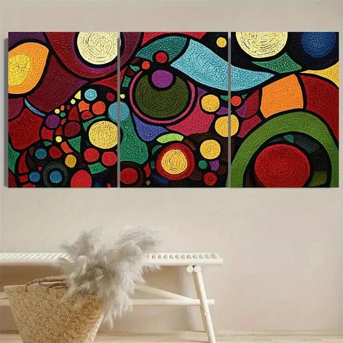 3pcs Vibrant Abstract Aboriginal Wall Art Set Canvas Unframed - High Quality Print 100% Australian Made Wall Canvas