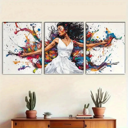 3pcs Abstract Dynamic Movement & Splash of Paint Metal Print Ready to Hang Art