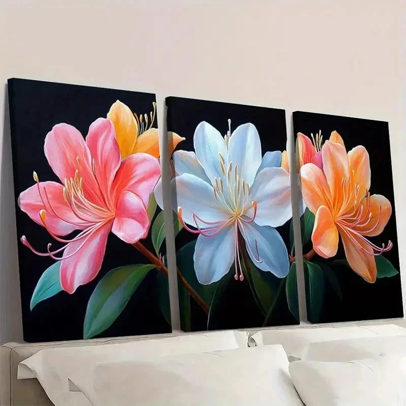 3pcs Honeysuckle Painting DO Wall Art Set Canvas Framed 40x60cm - High Quality Print 100% Australian Made Wall Canvas Ready to Hang