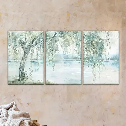 3pcs Tree in the water Wall Art Set Canvas Unframed - High Quality Print 100% Australian Made Wall Canvas