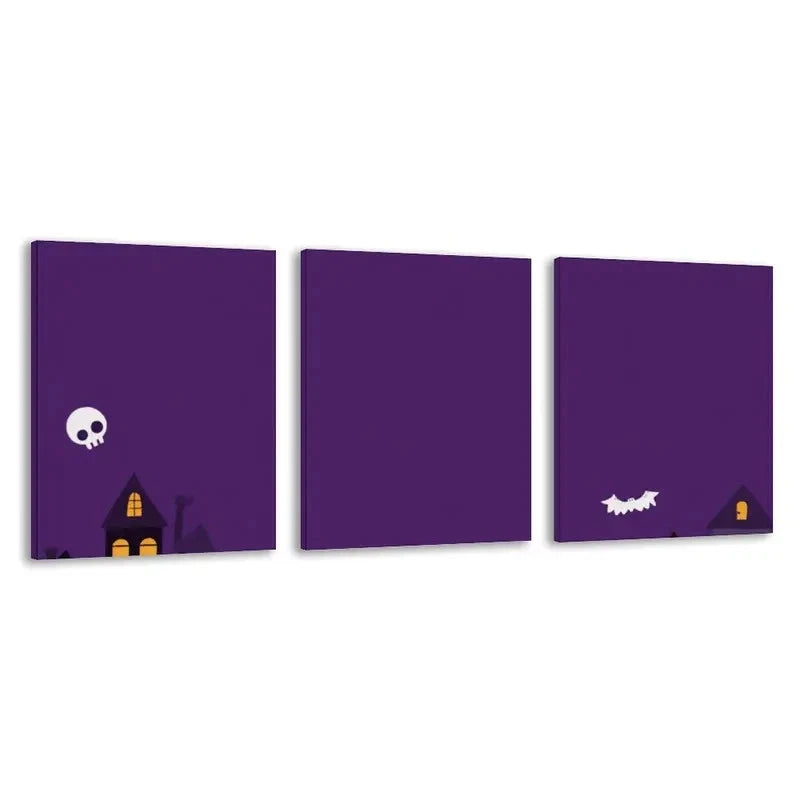 3pcs A Spooky Night In A Graveyard  Wall Art Set Canvas Framed 60x90cm - High Quality Print 100% Australian Made Wall Canvas Ready to Hang