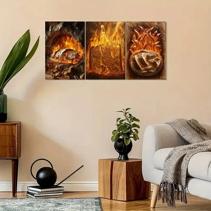 3pcs Vintage-Inspired Burning Design Metal Print Ready to Hang Art