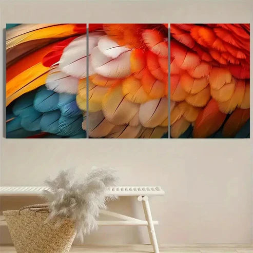 3pcs Feathered Beauty Wall Art Set Canvas Unframed - High Quality Print 100% Australian Made Wall Canvas