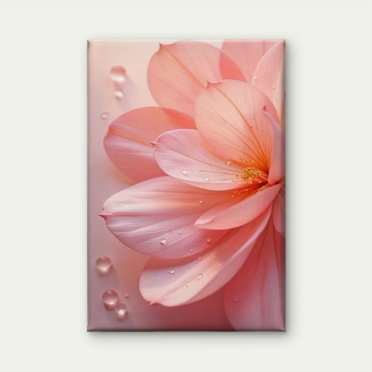 Pink Petal Dew Oil Painting 60x90cm Metal Print Ready to Hang
