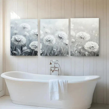3pcs Elegant Monochrome Floral Botanical Perfect Wall Art Set Canvas Framed 40x60cm - High Quality Print 100% Australian Made Wall Canvas Ready to Hang