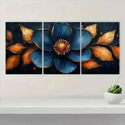 3pcs Golden And Black Flower Perfect Wall Art Set Canvas Framed 40x60cm - High Quality Print 100% Australian Made Wall Canvas Ready to Hang