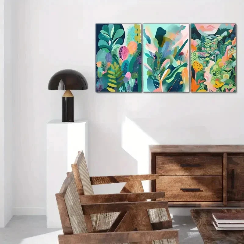 3pcs Colorful Floral Art in Oil Painting Style Metal Print Ready to Hang Art