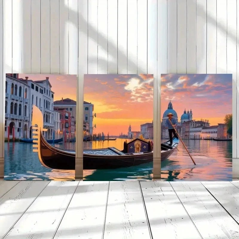 3pcs Cityscape Painting Impressionist Style Metal Print Ready to Hang Art