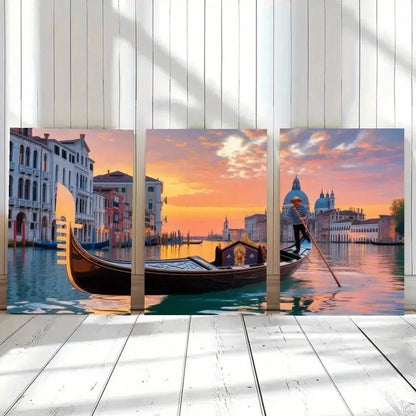 3pcs Cityscape Painting Impressionist Style Metal Print Ready to Hang Art