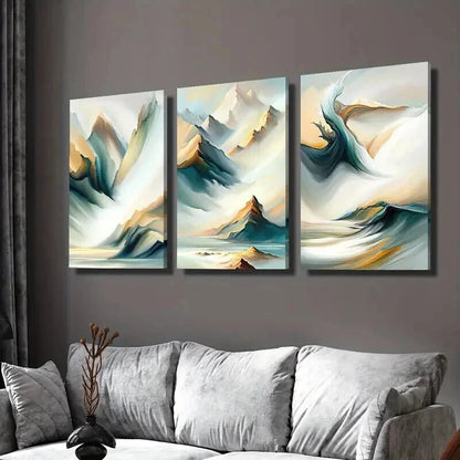 3pcs Fashionable Mountain Light Texture Wall Art Set Canvas Framed 40x60cm - High Quality Print 100% Australian Made Wall Canvas Ready to Hang
