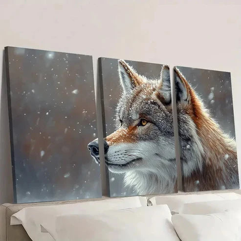 3pcs Mystical Wolf Winter Art a Wall Art Canvas Unframed - High Quality Print 100% Australian Made Wall Canvas