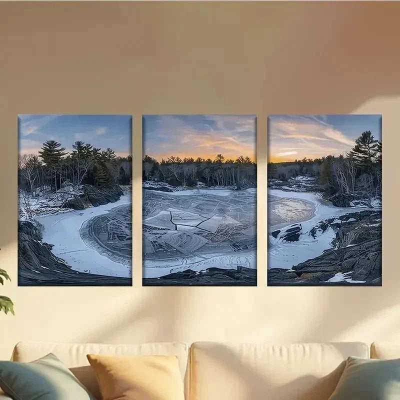 3pcs Cracked Ice Wall Art Canvas Unframed – High Quality Print 100% Australian Made Wall Canvas